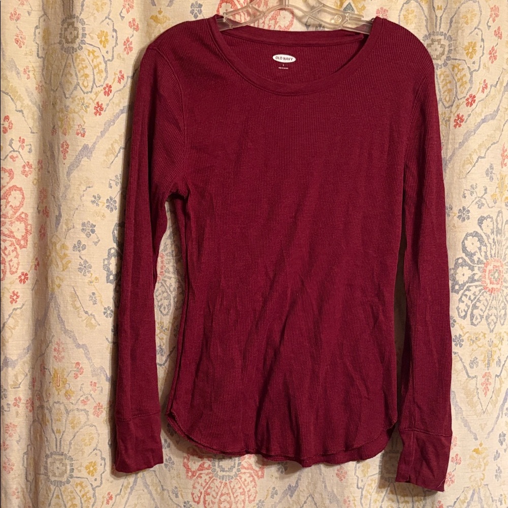 Old Navy Women's Long-Sleeve Ribbed Tee - Wine